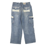 Mens Blue Cargo Regular Fit Cotton Blend Zip Denim Jeans W34 L25 Workwear