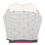 WHITE STUFF Womens Cream & Navy Patterned Cotton Blend Jumper Round Neck Basic