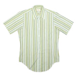 ARROW Mens Green & White Stripe Casual Shirt S Cotton Blend Lightweight