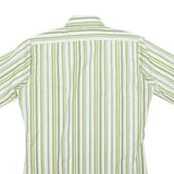 ARROW Mens Green & White Stripe Casual Shirt S Cotton Blend Lightweight