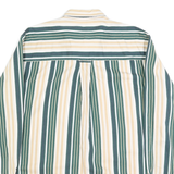 IUVY CREW Mens Green & Beige Striped Cotton Shirt M Classic Long Sleeve Button
