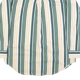 IUVY CREW Mens Green & Beige Striped Cotton Shirt M Classic Long Sleeve Button