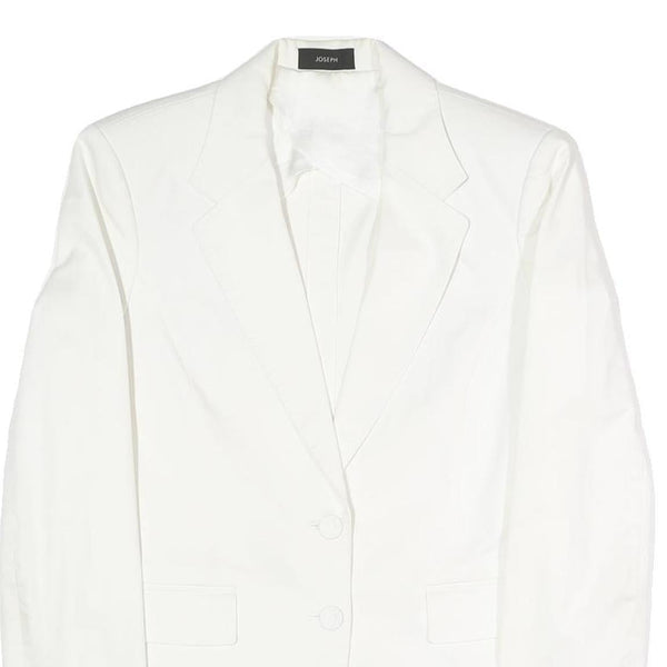 JOSEPH Womens White Classic Jacket S Polyester Blend Plain Button Closure