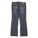 LA IDOL Womens Regular Fit Blue Denim Bootcut Jeans Cotton Blend W34 L32 Stud