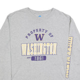 NCAA Mens Grey Washington Graphic T-Shirt XL Long Sleeve Crew Neck College