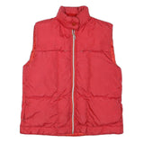 FY DA Womens Red Nylon Puffer Jacket M Zip Sleeveless Classic Winter Outerwear