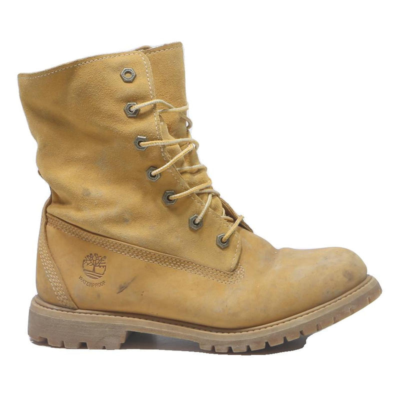 TIMBERLAND Womens Lace-Up Boots Leather Yellow UK 6 Waterproof Casual