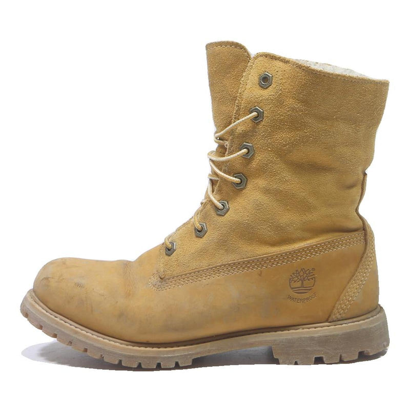TIMBERLAND Womens Lace-Up Boots Leather Yellow UK 6 Waterproof Casual