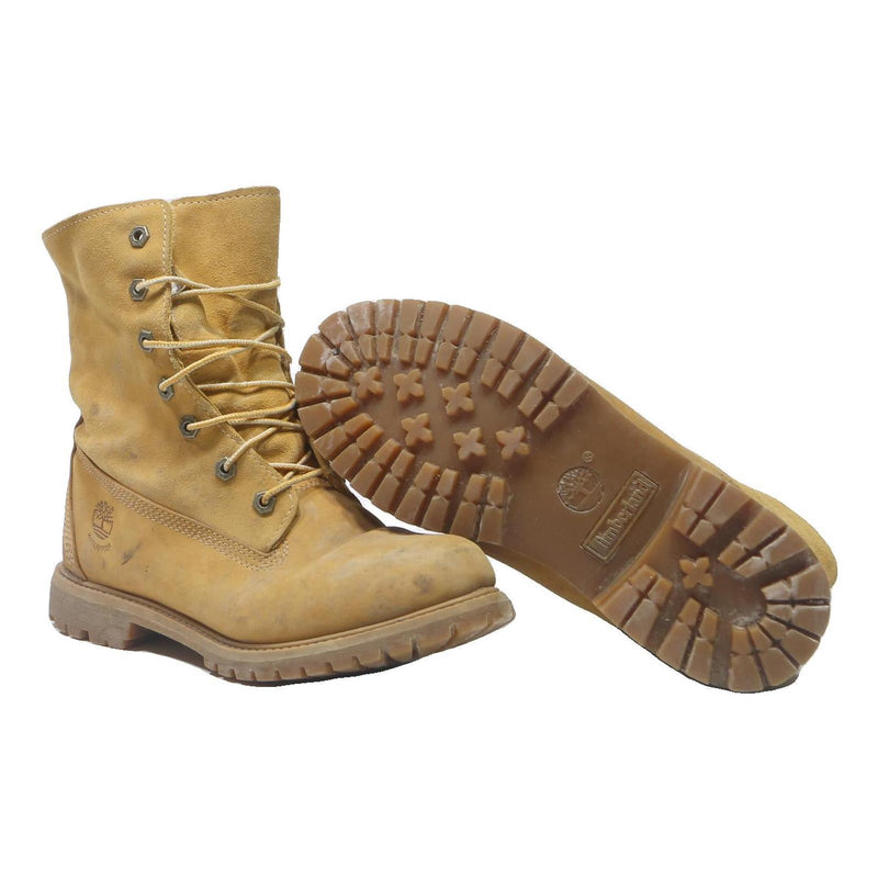 TIMBERLAND Womens Lace-Up Boots Leather Yellow UK 6 Waterproof Casual