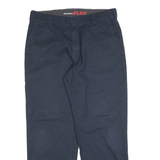 DICKIES Mens Cotton Blend Navy Regular Fit Straight Leg Trousers W36 L32