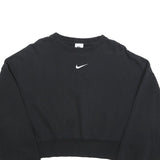 NIKE Womens Black Cotton Blend Crew Neck XS Cropped Sweatshirt Casual