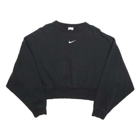NIKE Womens Black Cotton Blend Crew Neck XS Cropped Sweatshirt Casual