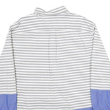 TOMMY HILFIGER Mens Grey & White Blue Stripe 2XL Cotton Button Shirt Casual