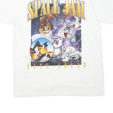Mens White Space Jam Graphic T-Shirt M Short Sleeve Crew Neck Cartoon Print