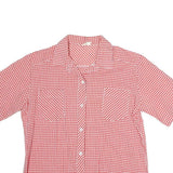 Womens Red & White Check Shirt M Button Front Cotton Summer Casual
