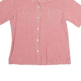 Womens Red & White Check Shirt M Button Front Cotton Summer Casual
