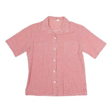 Womens Red & White Check Shirt M Button Front Cotton Summer Casual