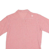 Womens Red & White Check Shirt M Button Front Cotton Summer Casual