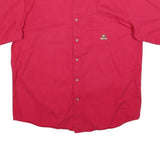 WRANGLER Mens Red Cotton Blend Short Sleeve Shirt XL Button Down Pocket Casual