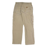 CARHARTT Mens Regular Beige Cotton Blend Trousers W34 L30 Button Closure