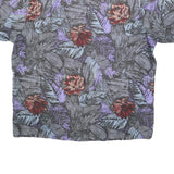 ROMAN Mens Black Purple Floral Print Shirt 2XL Polyester Blend Casual Summer