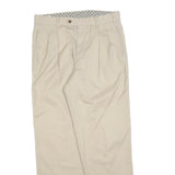 HERREN GLOBUS Mens Beige Cotton Blend Regular Fit Trousers W34 L32 Casual