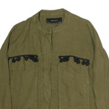 ZARA BASIC Womens Green Button Cotton Blend Jacket M Casual Lightweight