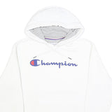 CHAMPION Mens White Pullover Hoodie S Classic Logo Cotton Blend Comfortable