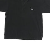 LEE Mens Black Cotton Short Sleeve Polo Shirt M Classic Comfort Casual