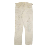 CARHARTT Mens Relaxed Fit Beige Workwear Twill Trousers W34 L34 Durable Zip