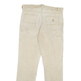 CARHARTT Mens Relaxed Fit Beige Workwear Twill Trousers W34 L34 Durable Zip