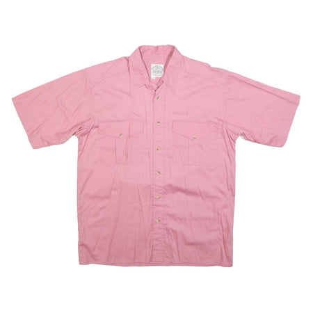 STANFORD Mens Pink Cotton Shirt L Button Pocket Short Sleeve Casual