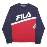 FILA Mens Navy & Red Cotton Blend Sweatshirt XL Crew Neck Long Sleeve Casual
