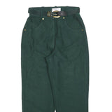 SEPARA Womens Cotton Blend Green Relaxed Tapered Trousers W26 L26 Belted