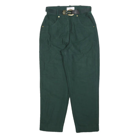 SEPARA Womens Cotton Blend Green Relaxed Tapered Trousers W26 L26 Belted