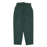 SEPARA Womens Cotton Blend Green Relaxed Tapered Trousers W26 L26 Belted