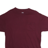 HANES Mens Maroon Pocket T-Shirt L Short Sleeve Crew Neck Casual Cotton
