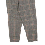 Womens Regular Fit Checked Trousers W30 L20 Classic Grey Brown Zip Pocket Detail