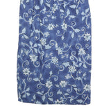 REQUIREMENTS Womens Blue Floral Midi Cotton Blend Pencil Skirt S Elegant Vintage