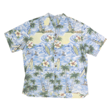 ROYAL CREATIONS Mens Blue Hawaiian Shirt XL Cotton Tropical Print Summer Casual