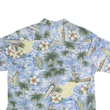 ROYAL CREATIONS Mens Blue Hawaiian Shirt XL Cotton Tropical Print Summer Casual