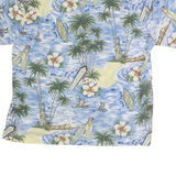 ROYAL CREATIONS Mens Blue Hawaiian Shirt XL Cotton Tropical Print Summer Casual