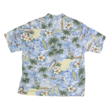 ROYAL CREATIONS Mens Blue Hawaiian Shirt XL Cotton Tropical Print Summer Casual