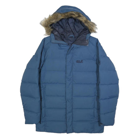 JACK WOLFSKIN Mens Blue Jacket S Polyamide Puffer Warm Hooded Winter Outdoor