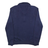 POLO RALPH LAUREN Mens Navy Plain Jumper Half Zip Crew Neck Basic Knit M Cotton