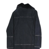 NOVE Womens Navy Blue Cotton Blend Long Sleeve Zip Jacket S Plain Stylish