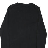 TOMMY HILFIGER Womens Black Plain Jumper Crew Neck Basic Knit 2XL Cotton Blend