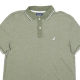 NAUTICA Mens Green Short Sleeve Plain Polo Shirt L Cotton Blend Casual