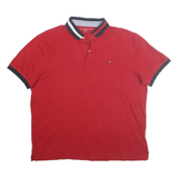 TOMMY HILFIGER Mens Red Polo Shirt L Short Sleeve Logo Cotton Casual Classic