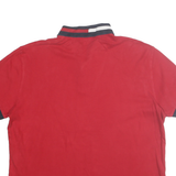 TOMMY HILFIGER Mens Red Polo Shirt L Short Sleeve Logo Cotton Casual Classic